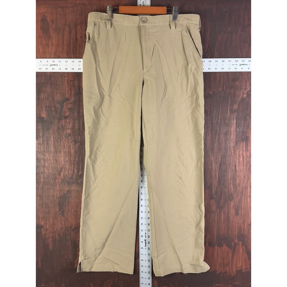 Under Armour UA Bentgrass Tech Golf Activewear Pants Khaki Men 36x32 1236337 EUC - Picture 2 of 9